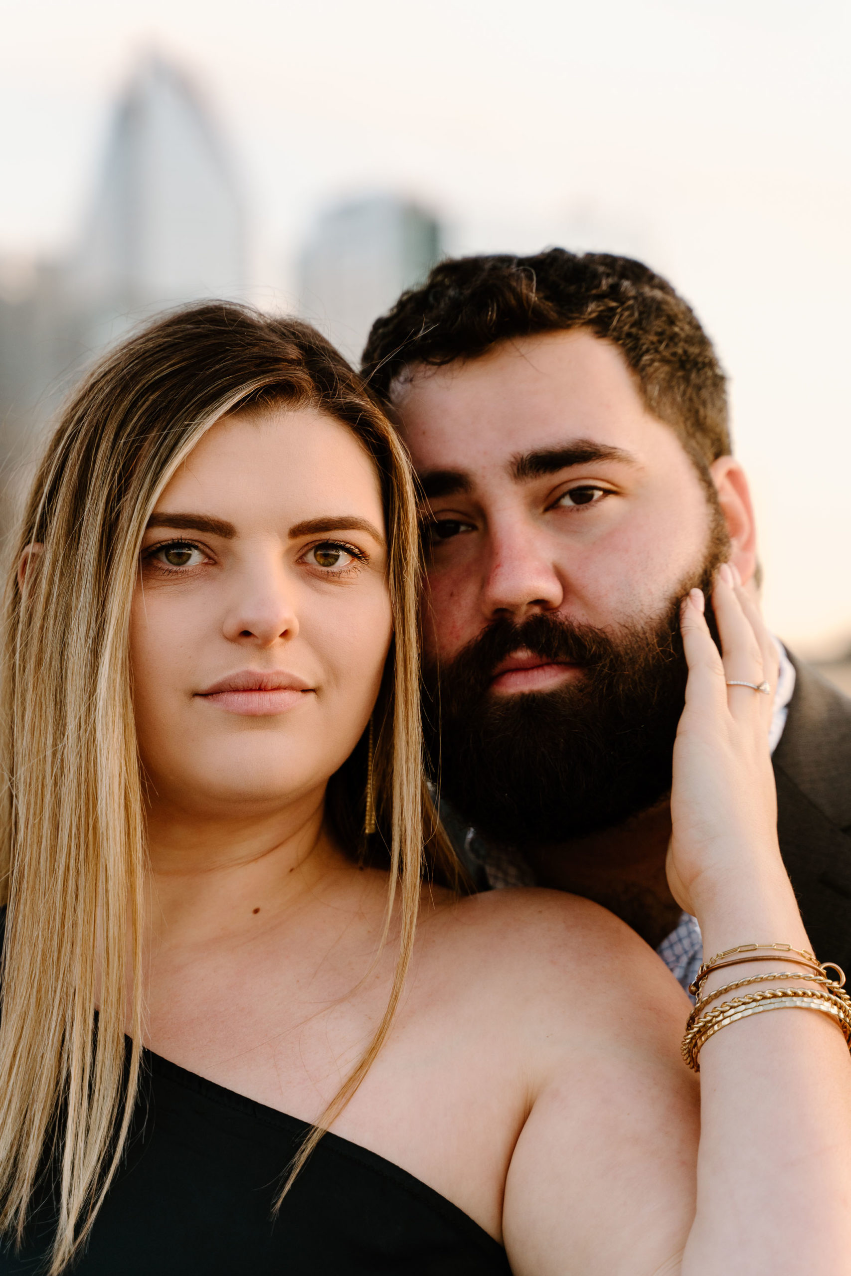 Uptown Charlotte Engagement Photos with Skyline Views